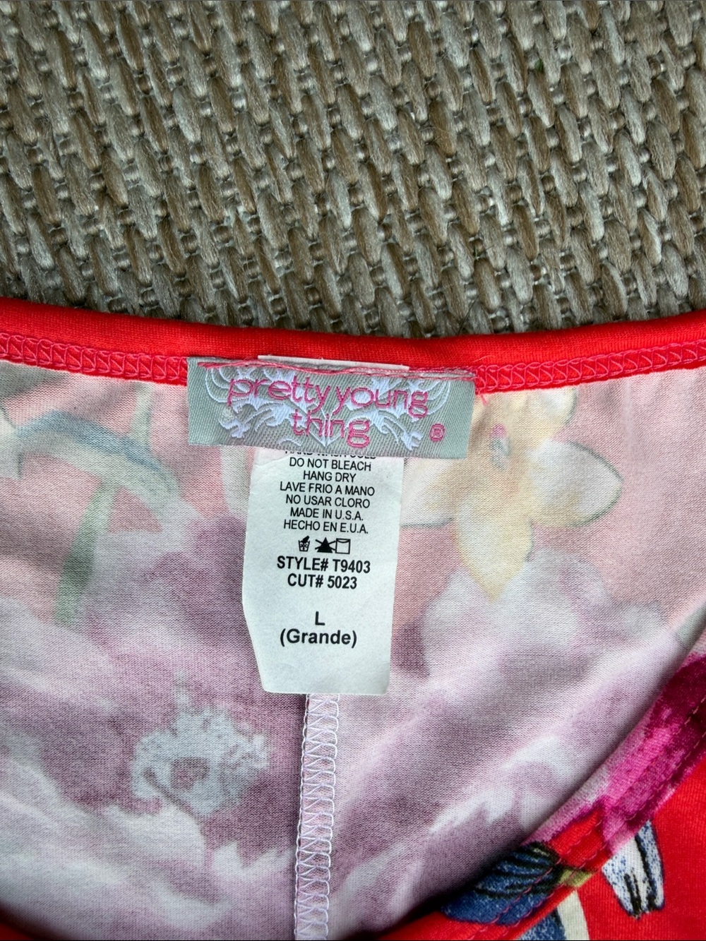 Pretty Little Things Red Sleeveless Floral Midi Dress with Pink & Yellow Blooms - Picture 2 of 2